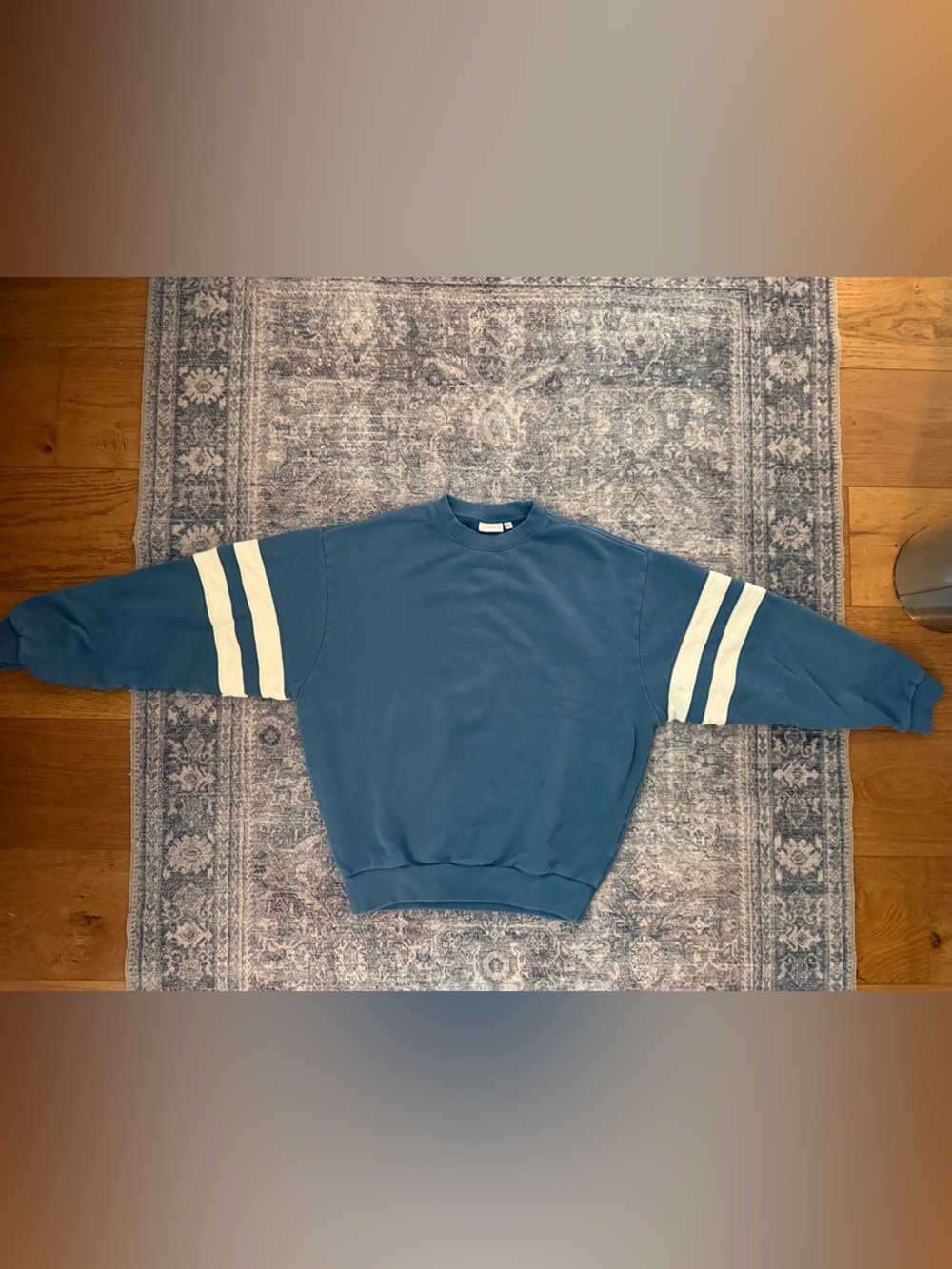 Clare V Crewneck Sweatshirt with White Sleeve Stripes
